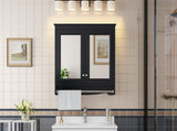 3-in-1 Bathroom Mirror Cabinet, 30 inch Wall Mounted Medicine Cabinet with Adjustable Shelves & Soft N710P405415B