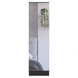Black Wengue Rectangle Tall Shoe Cabinet with Mirror B06280407