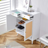 ZUN Modern minimalist storage cabinet, rattan shoe cabinet, bed top cabinet. Beautiful shape, suitable W1151P151509