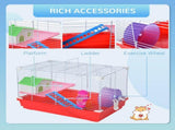 Red 18.5" Two-Story Hamster Cage, Small Animal Habitat with Included Exercise Wheel for Dwarf 15931565