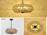 Farmhouse Rattan Pendant Lights, 15.7" 4-Light Boho Chandelier Light Fixture, Wicker Hand Woven W2738P185429