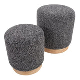 Marla Contemporary Nesting Ottoman Set in Natural Wood and Black Fabric by LumiSource B202P223738