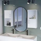 White 2 Bathroom Medicine Cabinets with Open Shelf B062P175072