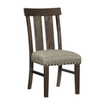 ZUN Classic Brown Finish Dining Chairs Set of 2, Upholstered Seat Nailhead Trim Wooden Dining Kitchen B011P248298