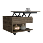 ZUN Luanda Lift Top Coffee Table, Casters, One Shelf -Dark Brown B20091884