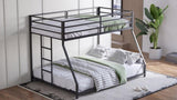 Metal Bunk Bed Twin Over Full Size with Removable Stairs, Heavy Duty Sturdy Frame for Teen & Adults, W1820P294093