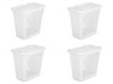 Slim Laundry Hamper, Plastic, Lift-top Lid and Integrated Handles, White, 4 Count 97378403
