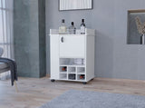 Allandale 1-Door Bar Cart with Wine Rack and Casters White B062111720