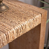 69" Natural Seagrass Console Table Handwoven Top with Engineered Wood Frame W2729P270759