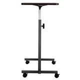 Multifunctional Adjustable Bedside Table MDF/Iron/4 Wheels With Brake, Dark Wood Grain Color 75239627