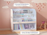 3-Tier Scalloped Bookshelf, Bookcase for Toddlers, Wooden Book Shelf Organizer Display Furniture for 76288871