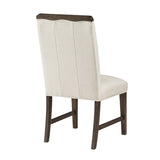 Contemporary Dining Set of 2 Side Chairs Beige Fabric Upholstery Brown Finish Wooden Furniture B011P355870