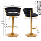 ZUN Bar Stools Set of 2, Height Adjustable ,Fabric Around Woven Basket Network Design,Velvet Modern Bar W1521P193164