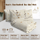 3pcs Minimalist Tree Branch Patterned Blankets Suitable For All Seasons, Including Flower And Autumn 05344033