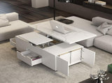 Modern Lift-Up Coffee Table with 2 Stools Set for Living Room Expandable Hidden Storage Drawers 54425820