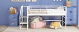 Mid Loft Bed with Storage stairs, Twin, White MF323325AAK