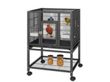 41" Metal Bird cage with Rolling Stand, Tray, 2 Perches and 2 Feeders, Black 01530661