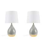 ZUN 2-Tone Ceramic Table Lamp Set of 2 Sage Green/Gold See below B035P148231