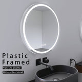 ZUN 24 in. White Framed Dimmable Anti-Fog LED Bathroom Vanity Mirror W716P233471