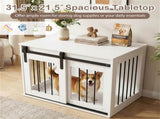 31.5" Dog Crate Furniture with Sliding Barn Door, Wooden Dog Kennel End Table for Indoor Use - White 04359985