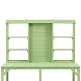 ZUN 64.6" Large Outdoor Potting Bench, Garden Potting Table, Wood Workstation with 6-Tier Shelves, Large 08688125