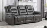 3 Seater Home Theater Recliner Manual Recliner Chair with Two Built-in Cup Holders for Living WF323620AAE