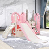 ZUN Toddler Slide and Swing Set 5 in 1, Kids Playground Climber Slide Playset with Basketball Hoop PP297714AAH