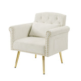 OFF WHITE velvet armchair with metal legs W58861172