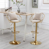 Off-White velvet bar chair, pure gold plated, unique design,360 degree rotation, adjustable W117064133