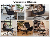 5-Position Adjustable Armrest Criss Cross Chair, Cat Scratch Leather Swivel Desk Chair with Side 83332883