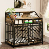 ZUN 43.3 inch Dog Cage Furniture for Large Dogs,Wooden Dog Crate Divider,Double Door Dog Kennel 47748173