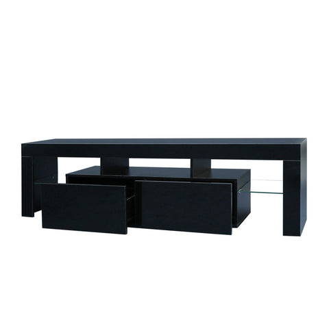 ZUN Modern Black TV Stand, 20 Colors LED TV Stand w/Remote Control Lights 95007523