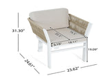 Outdoor Dining Chair Set of 2 ,White Aluminum Frame with Beige Cushion, 300lbs Capacity, All-Weather N779P368549W