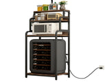 Vintage 4-Tier Mini Fridge Stand with Storage, Mini Fridge Cabinet with Storage, Microwave Stand, W2641P383932