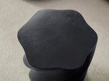 Petal Shape Side Table Black Fiberglass Sculptural Accent Table, 19.69" High, Root-Textured W2664P462012