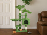 48in Plush Cat Tree with Leaves, Multi-level Cat Tower with Cat Condo, Cozy Hammock, Sisal 44394906