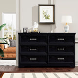 ZUN Modern 3 Drawer Bedroom Chest of Drawers with 6 Drawers Dresser, Clothes Organizer -Metal Pulls for W1668P162670