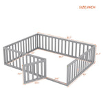 ZUN Queen Size Wood Floor Bed Frame with Fence and Door, Gray 91365938