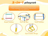 5 in 1 Playset Laddeer Wall Gym With Rope Ladder, Pull-up Bar, Wall Ladder, Rope, And Gymnastic W1408P427540