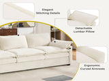 Modern 3-seater Sofa Soft 88.2" Plush Upholstered Sofa Couch with Double-Layer Cushion and Side N719P433666A