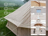 4 Season Bell Tent 16.4FT, Beige Waterproof Glamping Yurt Tent with Stove Jack, Fits 10 People W3636P456648