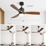 60 inch 3 Solid Wood Blade DC Motor Ceiling Fan Decorate for the Living Room with Light KBS-6005