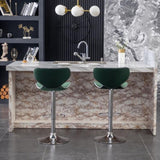 Masaccio Velvet Upholstered Adjustable Swivel Barstool, Set of 2, Green T2574P164845