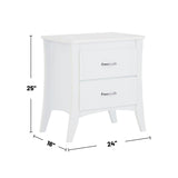 MDF Wooden Nightstand with 2 Drawers in White Finish B016P253796