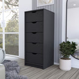 Dresser Kamran, Five Drawers Narrow, Black Wengue Finish B092122838