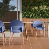 4-Pack Grey Blue Chairs Red Oak Wood Legs & PP Seat, Indoor Dining & Living Room Furniture Set W3450P322868