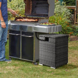 40*40*57cm Iron Frame Gas Bottle Storage Rattan Side Table Gray Gradient 08027849