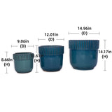 3 Pieces Ceramic Flowerpot, Modern Indoor Outdoor Planter for Garden & Patio - Antique Blue W3273P321474