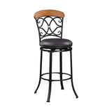 1pc Pub Height Swivel Chair Faux Leather Upholstered Black Metal Frame Dining Furniture B011P287698