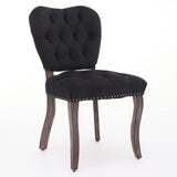 French Vintage Tufted Upholstered Fabric Dining Chair,Set of 2,Black,SW1869BK W1143P214542